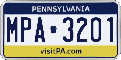 PA license plate MPA3201
