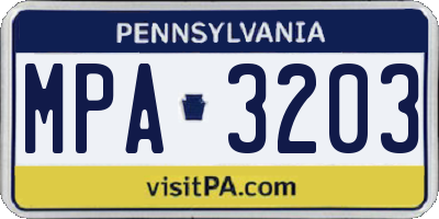 PA license plate MPA3203