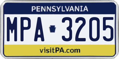 PA license plate MPA3205