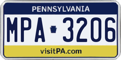 PA license plate MPA3206
