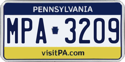 PA license plate MPA3209