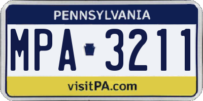 PA license plate MPA3211