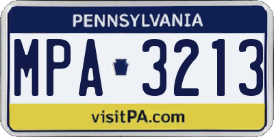 PA license plate MPA3213