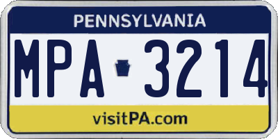 PA license plate MPA3214