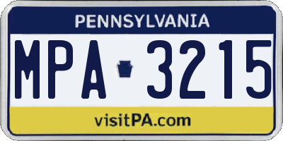 PA license plate MPA3215
