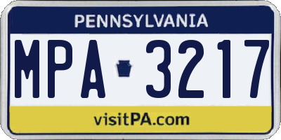 PA license plate MPA3217
