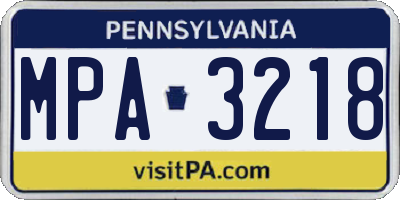PA license plate MPA3218