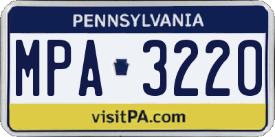 PA license plate MPA3220