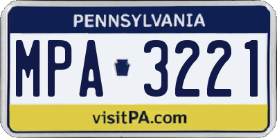 PA license plate MPA3221