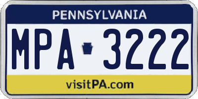PA license plate MPA3222