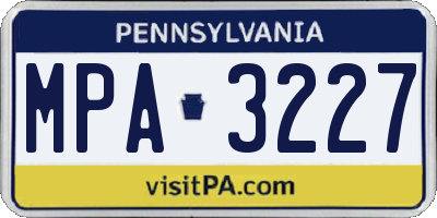 PA license plate MPA3227
