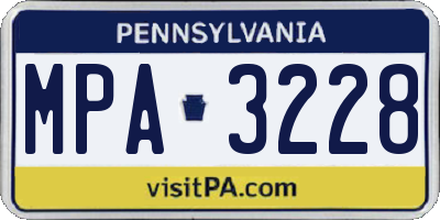 PA license plate MPA3228