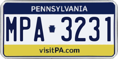 PA license plate MPA3231