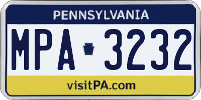 PA license plate MPA3232