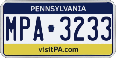 PA license plate MPA3233