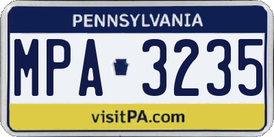 PA license plate MPA3235