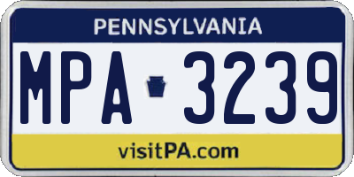PA license plate MPA3239