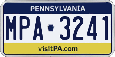 PA license plate MPA3241