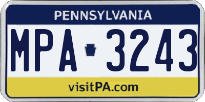 PA license plate MPA3243