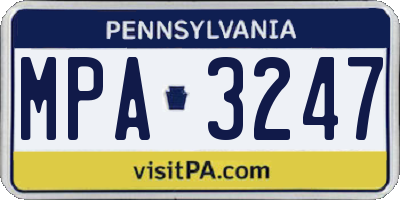 PA license plate MPA3247