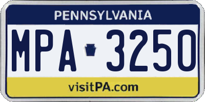 PA license plate MPA3250