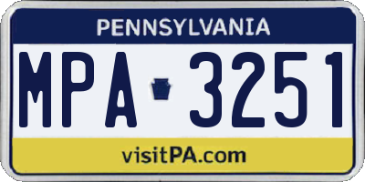 PA license plate MPA3251