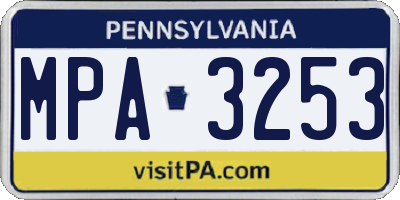 PA license plate MPA3253