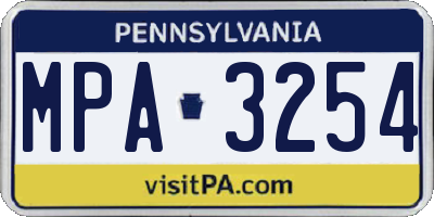 PA license plate MPA3254
