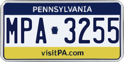 PA license plate MPA3255