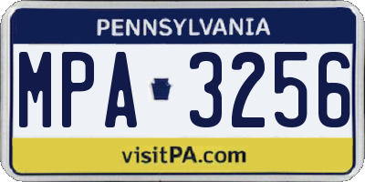 PA license plate MPA3256
