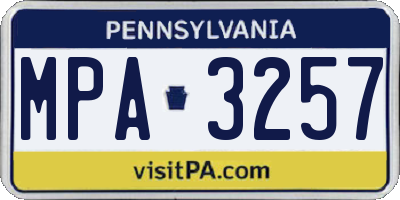 PA license plate MPA3257