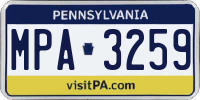 PA license plate MPA3259