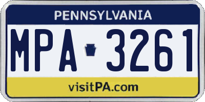 PA license plate MPA3261