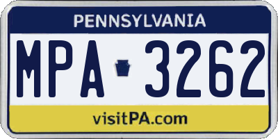 PA license plate MPA3262