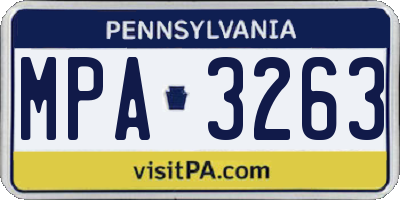 PA license plate MPA3263