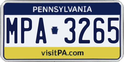 PA license plate MPA3265