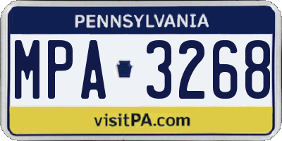 PA license plate MPA3268