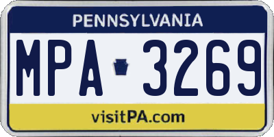 PA license plate MPA3269