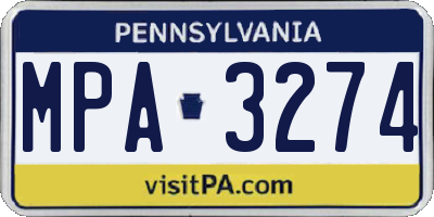 PA license plate MPA3274