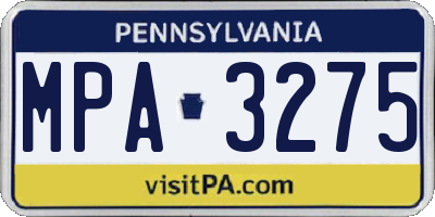PA license plate MPA3275