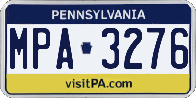 PA license plate MPA3276