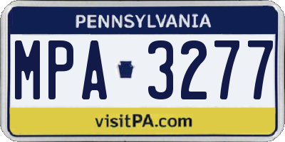 PA license plate MPA3277