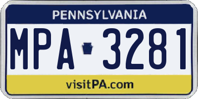 PA license plate MPA3281