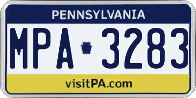 PA license plate MPA3283