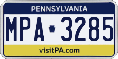 PA license plate MPA3285
