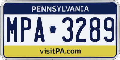 PA license plate MPA3289
