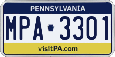 PA license plate MPA3301