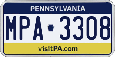 PA license plate MPA3308