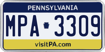 PA license plate MPA3309