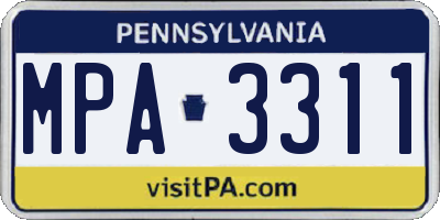 PA license plate MPA3311